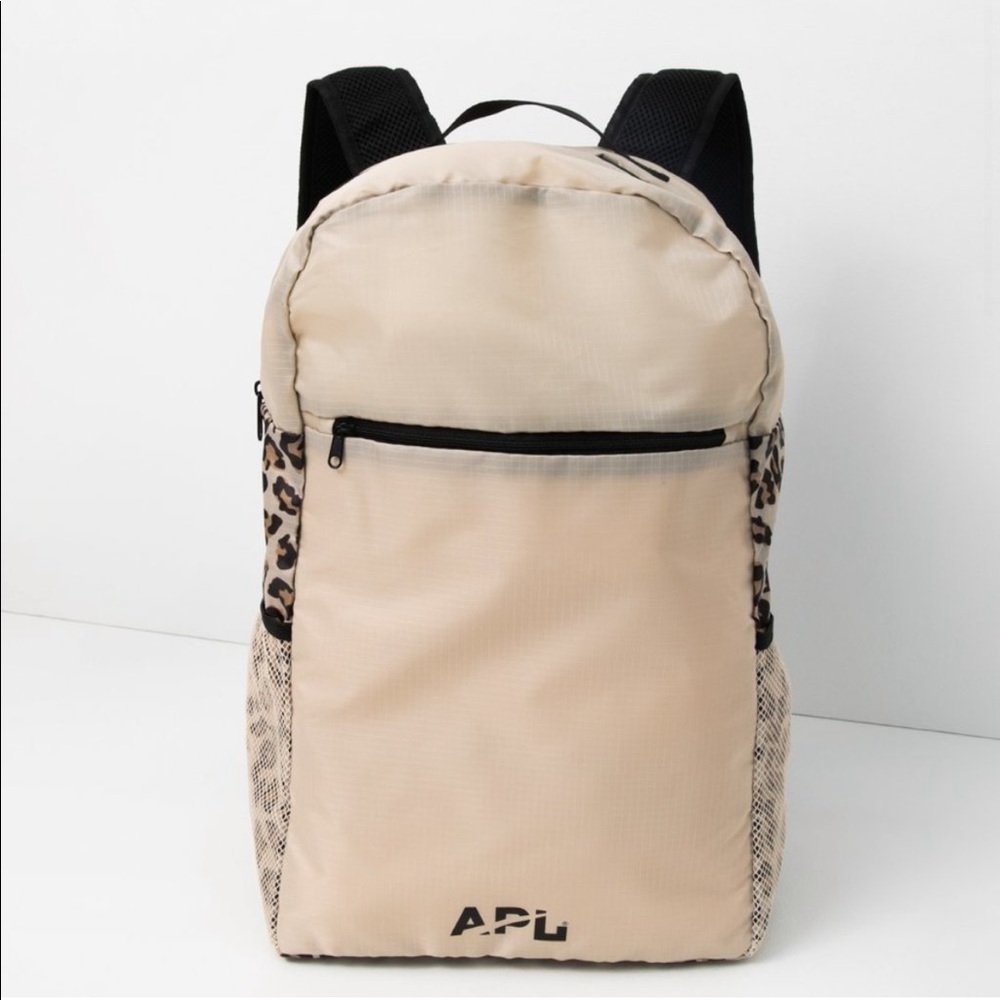 NWT APL all purpose packable backpack leopard print
